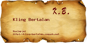 Kling Bertalan névjegykártya